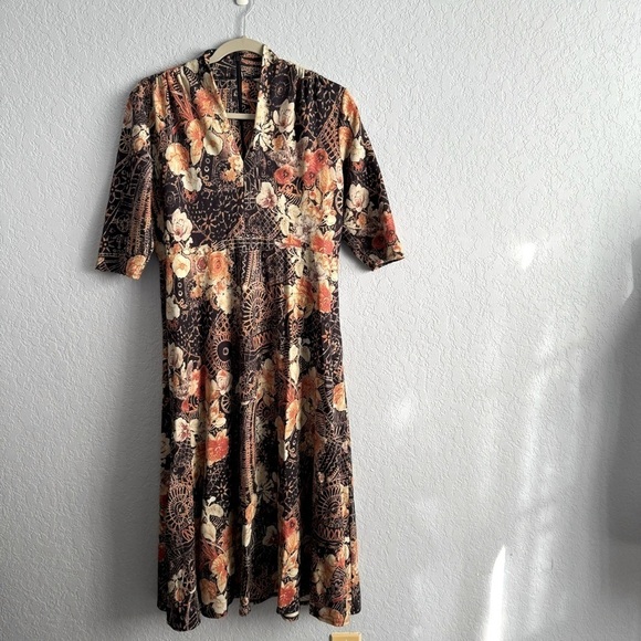 Soft Surroundings Adamoris Floral 3/4 Sleeves Long Midi Dress - Picture 1 of 8